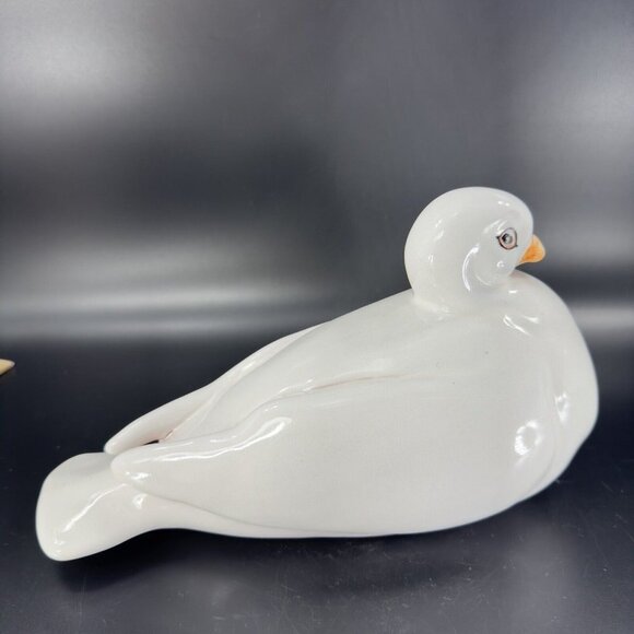 Vintage Italian Art Pottery Ruffled Fluffy Dove Large Hand Painted Pigeon Bird - Picture 13 of 15